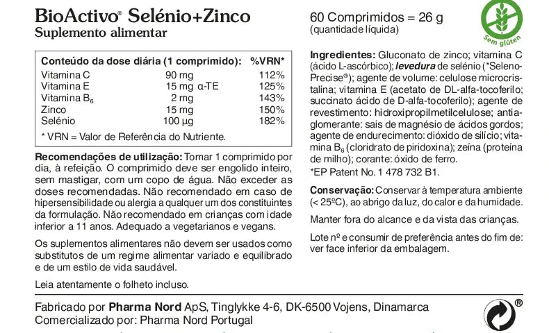 Bioactivo Selenio +Zinco 60 Comprimidos