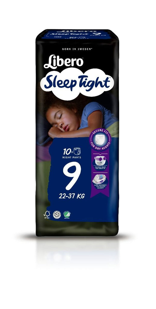 Libero 9 Sleep Tight Cuecas Absorventes para Noite 22-37 Kg