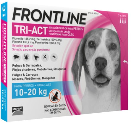 Frontline Tri-Act Cão 10-20kg 2mL x 3 pipetas