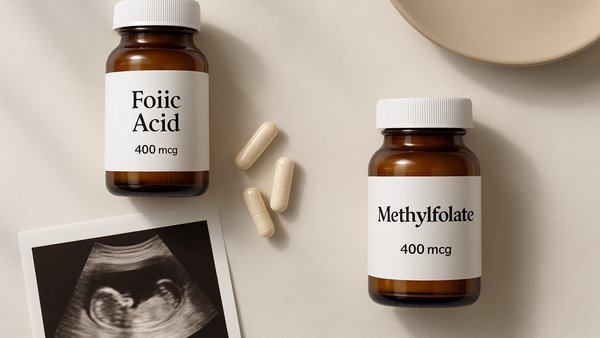 Ilustração para o artigo: Ácido Fólico vs Metilfolato na Gravidez: Qual Escolher?