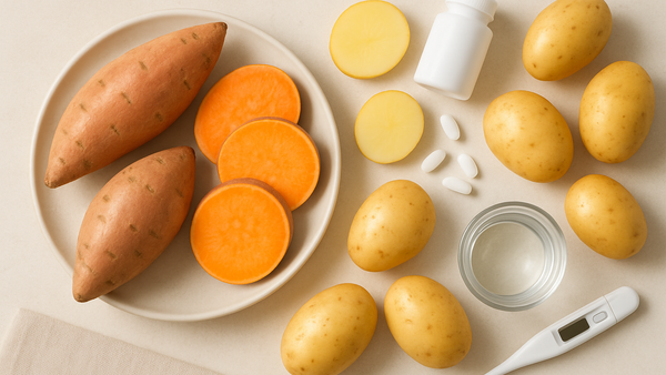 Ilustração para o artigo: Batata-Doce: Benefícios e Diferenças em Relação à Batata Tradicional