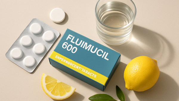 Ilustração para o artigo: Fluimucil 600 mg: Preço, Utilização e O Que Deve Saber Antes de Comprar