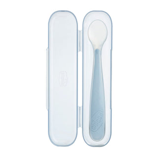 Chicco Colher Silicone com Caixa +6m - 1 Unidade Azul