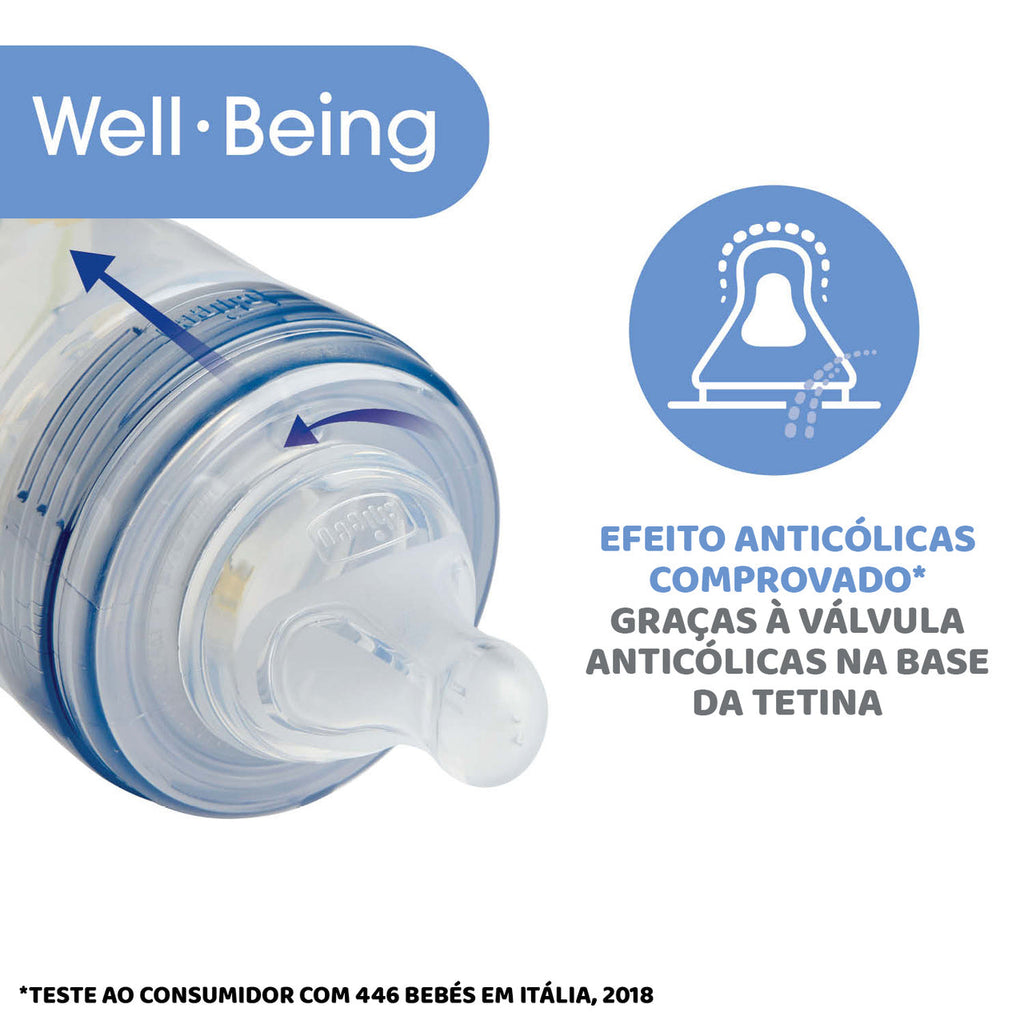 Chicco Biberão Well-Being +2 meses 250 mL Laranja