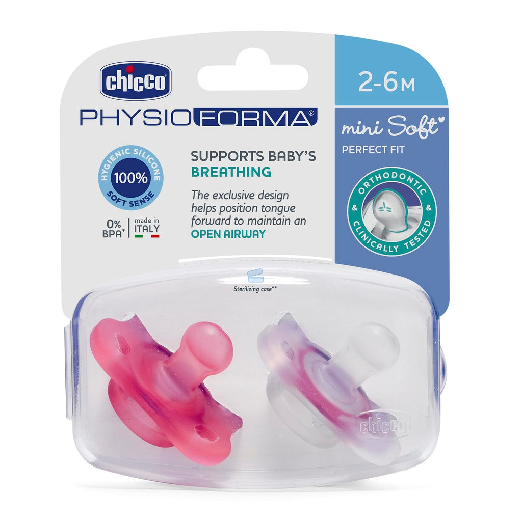 Chicco Physio Micro Chupete 0-2 meses Rosa Surtido x2