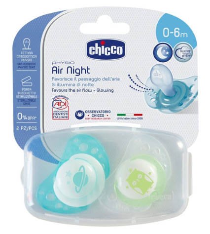 Chicco Chupeta Physio Air 0-6 meses Luminosa x2