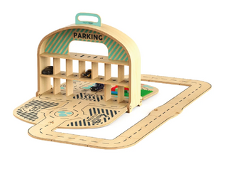 Mamatoyz CarryPark Garagem de Madeira - Pista e Estacionamento