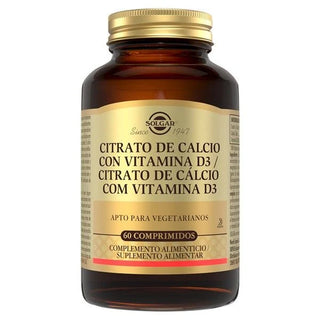 Solgar Citrato de Cálcio + Vitamina D3 60 Comprimidos - Saúde Óssea e Sistema Nervoso