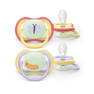 Philips Avent Chupeta Ultra Air Night 0-6 meses x2 - Lilás e Amarelo