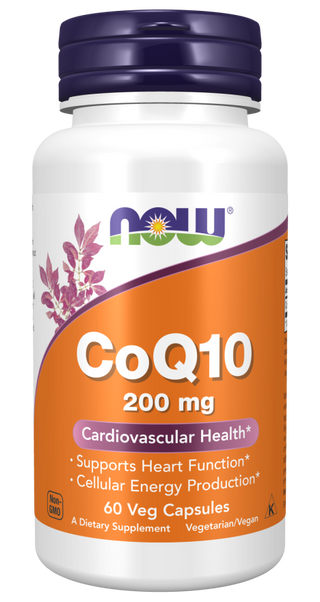NOW Coenzima Q10 200mg x 60 Cápsulas Vegetais - Suporte Cardiovascular