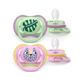 Philips Avent Chupeta Ultra Air 6-18 meses x2 - Rosa e Verde Decorada