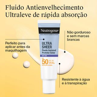 Neutrogena Ultra Sheer Fluido Anti-Age FPS50 50mL – Proteção Anti-Envelhecimento