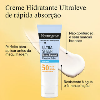 Neutrogena Ultra Sheer Creme Invisível Hidratante FPS50 50mL – Proteção & Hidratação