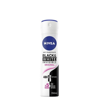 Nivea Black & White Invisible Original Spray Desodorizante 150mL – Proteção Anti-Manchas