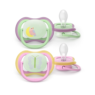 Philips Avent Chupeta Ultra Air Night 6-18 meses x2 - Rosa e Verde