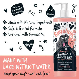 Bugalugs Luxury 2 em 1 Champô & Condicionador Cão 250mL – Limpeza & Nutrição