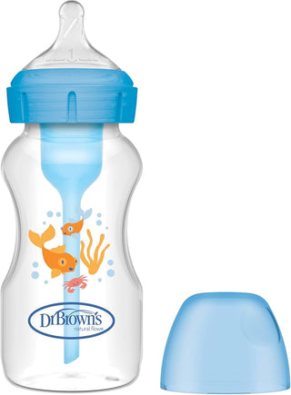 Dr Browns Biberão Anticólicas Boca Larga +0 meses 270 mL Azul Decorado