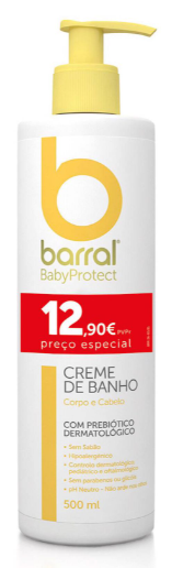 Barral Babyprotect Creme de Banho 500 mL - Preço Especial
