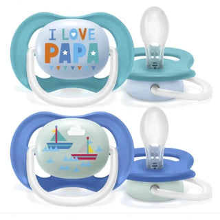 Philips Avent Chupeta 6-18 meses x2 - Ultra Air Happy Azul (I Love Papa)