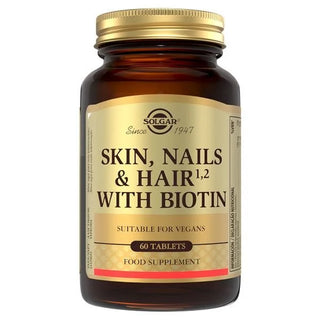 Solgar Skin, Nails & Hair com Biotina 60 Comprimidos - Pele, Cabelo & Unhas