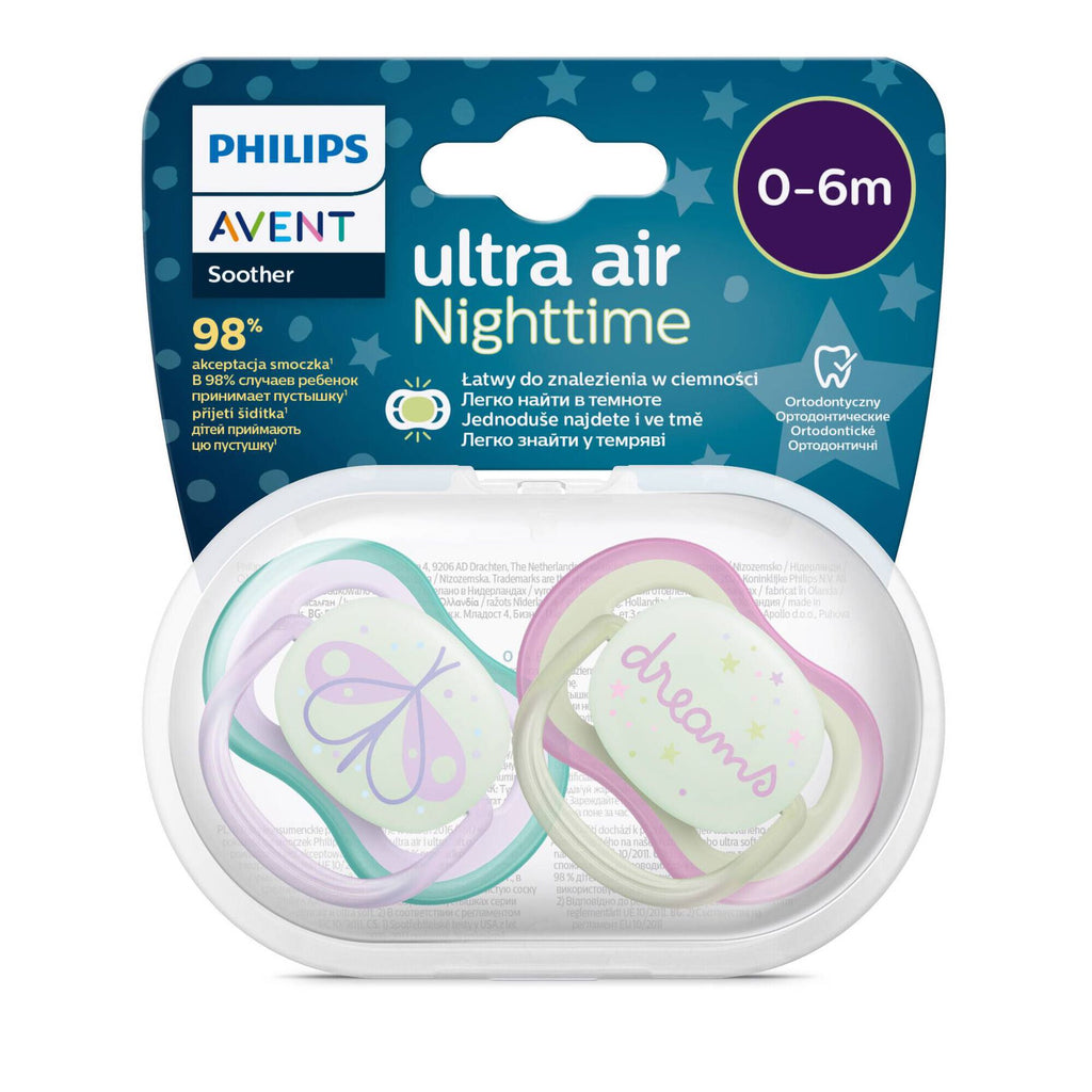 Philips Avent Chupeta Ultra Air Night 0-6 meses Rosa x2