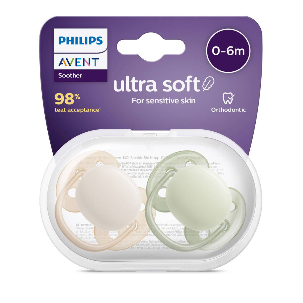 Philips Avent Chupetas Ultra Soft 0-6 meses Bege e Verde