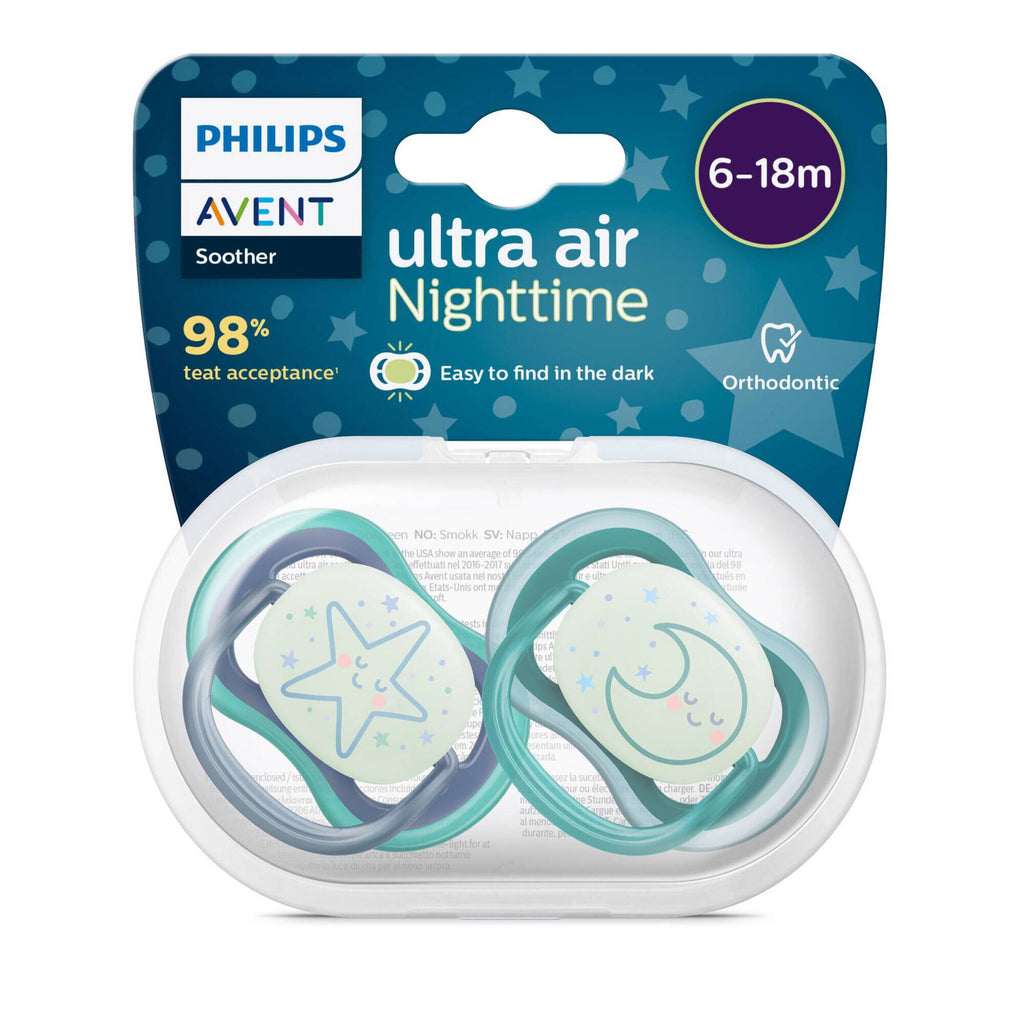 Philips Avent Chupeta Ultra Air Night 6-18 meses Azul x2
