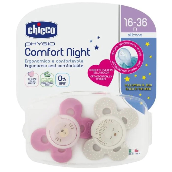 Chicco Chupeta Physio Comfort Luminosa 16-36 meses Rosa Sortido x2