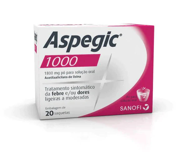 Aspegic 1000, 1800 mg x 20 Pó Solução Oral Saquetas