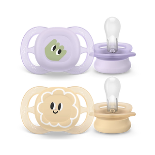 Philips Avent Chupeta Ultra Start 0-2 meses x2 - Amarela e Lilás Decorada