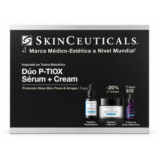 SkinCeuticals Coffret Xmas26 Dúo P-Tiox Sérum + Creme - Glass Skin, Poros e Rugas
