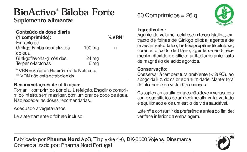 BioActivo Biloba Forte 60 Comprimidos