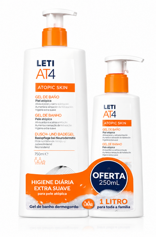 LetiAT4 Pack Gel de Banho 750mL+250mL – Pele Atópica