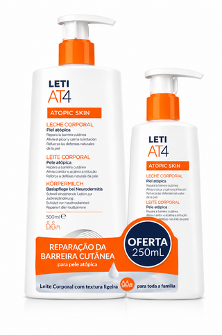 LetiAT4 Pack Leite Corporal 500mL+250mL – Pele Atópica
