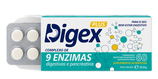 Digex Plus 60 Comprimidos - Enzimas Digestivas & Digestões Difíceis