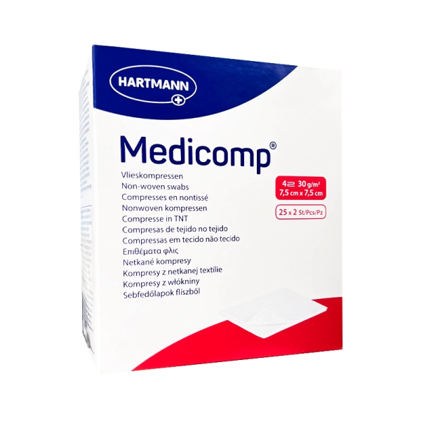 Medicomp Compressas Não Tecido Esterilizadas 7,5x7,5cm 50 Unidades