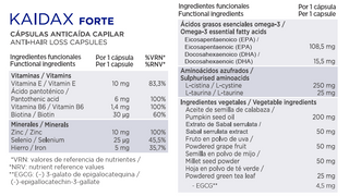 KAIDAX Forte Cápsulas Antiqueda 60 Cápsulas - Suplemento para Queda de Cabelo