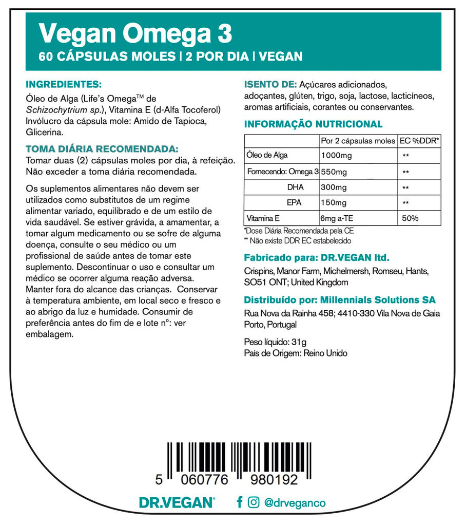 DR.VEGAN® Omega 3 x 60 cápsulas moles