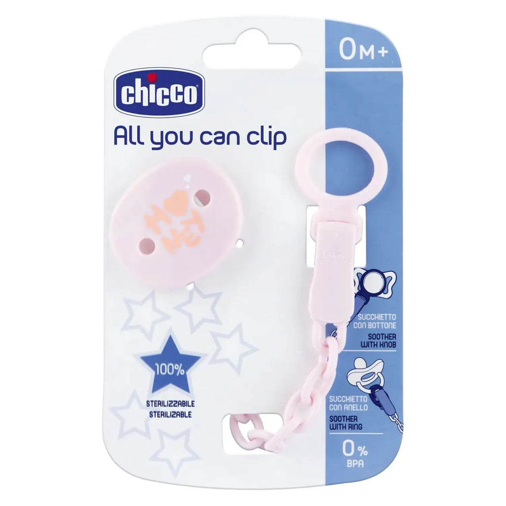 Chicco All You Can Clip - Clip Chupeta Rosa +0m