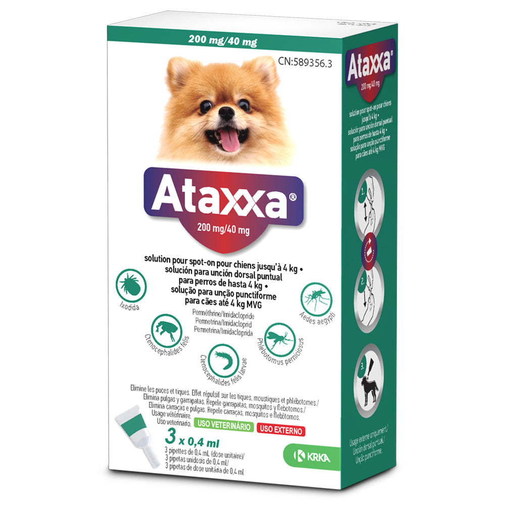 Ataxxa 200/40mg Cão -4kg 3 Pipetas