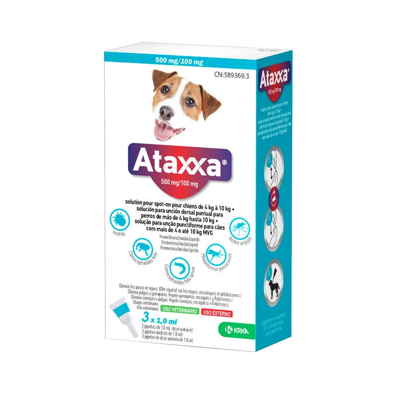 Ataxxa 500/100mg Cão 4-10kg 3 Pipetas