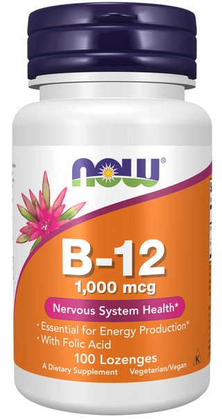NOW Vitamina B-12 1000 mcg x 100 Comprimidos - Energia e Sistema Nervoso