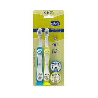 Chicco Packs Escovas de Dentes 3-6 Anos Azul + Verde