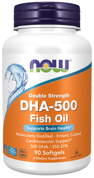 NOW DHA-500 x 90 Cápsulas Moles - Suporte para Cérebro e Coração