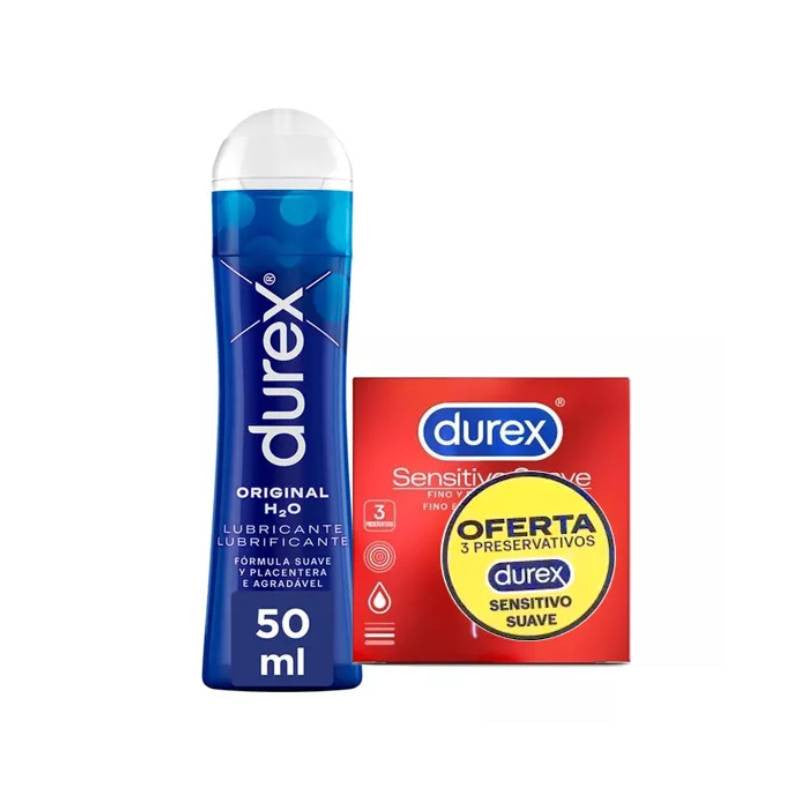 Durex Original Lubrificante 50ml+ Preservativos Sensitive 3 Unidades
