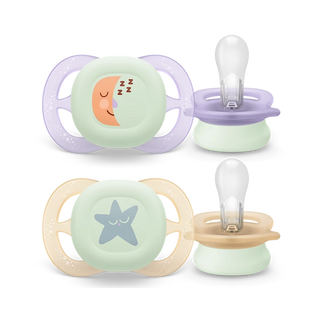 Philips Avent Chupeta Ultra Start Night 0-2 meses x2 - Lilás e Amarela