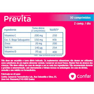 Previta 30 Comprimidos – Suplemento para o Sistema Imunitário