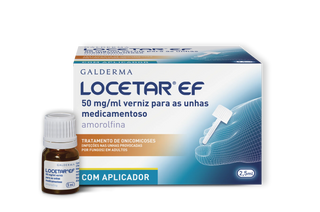 Embalagem de Locetar EF Verniz, antifúngico para tratamento de onicomicoses