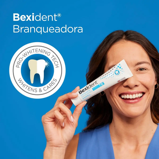 Bexident Branqueadora Pasta de Dentes com tecnologia Pro-Whitening Tech para dentes mais brancos e protegidos