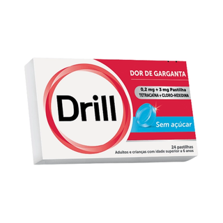 Pastilhas para Dor de Garganta Drill Sem Açúcar 24 Unidades